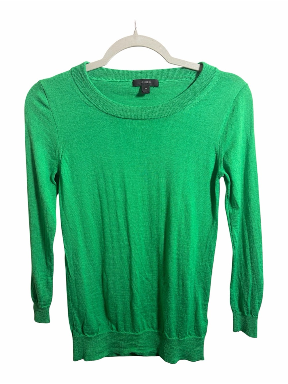 J.Crew 100% Merino Wool Sweater 3/4 Sleeves Green
